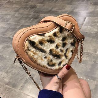 Heart Shape Animal Print Crossbody Bag