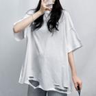 Distressed Loose-fit Short-sleeve T-shirt
