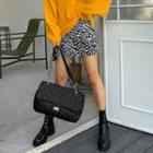 Slit-hem Zebra-printed Miniskirt