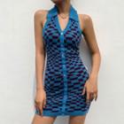 Print Button-up Halter-neck Dress