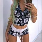 Set: Floral Print Tank Top + Hot Pants