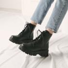 Lug-sole Lace-up Short Boots