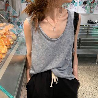 Pocket-front Oversize Tank Top