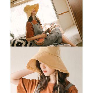 Beribboned Wide-brim Sun Hat