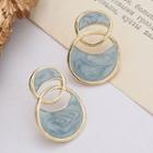 Retro Marble Enamel Drop Earring 1 Pair - Gold & Ash Blue - One Size