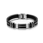 Simple And Fashion Plated Black Geometric 316l Stainless Steel Silicone Bracelet Black - One Size