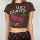 Cherry Print Cropped Vintage T-shirt
