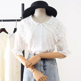 Bell-sleeve Lace Collar Blouse