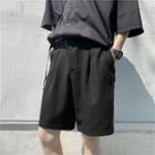 Buckled-waist Plain Shorts
