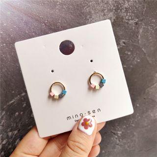 Resin Cube Hoop Earring 1 Pair - As Shown In Figure - One Size