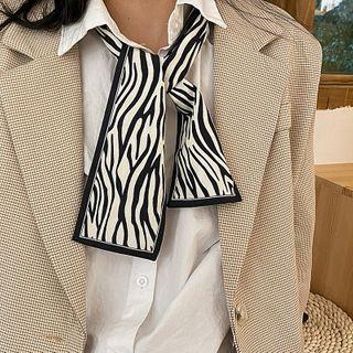 Zebra Print Narrow Scarf Zebra - Black & White - One Size