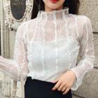 Lace Mock Neck Long-sleeve Top