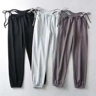Low Rise Side-tie Plain Sweatpants