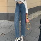 Frayed Straight Leg Cropped Jeans