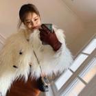 Toggle-button Cropped Faux-fur Jacket