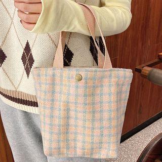 Plaid Tote Bag Powder Blue - One Size