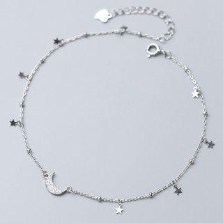 925 Sterling Silver Heart Bow Anklet
