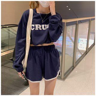 Lettering Sweatshirt / High-waist Shorts