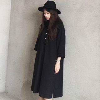 Elbow -sleeve Polo Dress