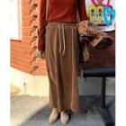 Drawcord Velour Long Skirt Camel - One Size