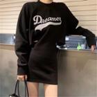 Lettering Cut Out Sweatshirt Dress