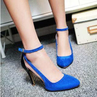Faux Suede Ankle Strap Pumps