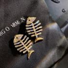 Rhinestone Fish Earring 1 Pair - As Shown In Figure - One Size