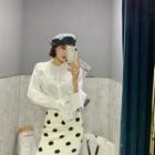 Capelet Crochet-lace Detail Blouse White - One Size