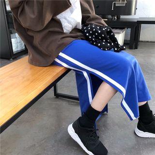 Color-block Striped Midi Skirt