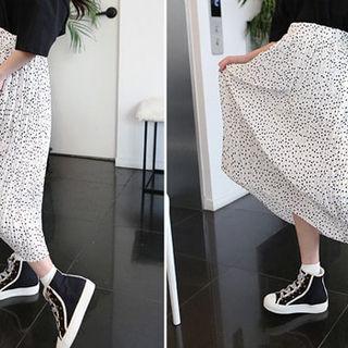 Pleated Dotted Long Skirt