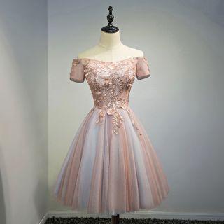 Off-shoulder Short-sleeve Cocktail Dress