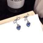 Faux Crystal Earring 1 Pair - Silver Needle - Blue - One Size