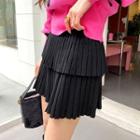 Accordion-pleated Tiered Knit Miniskirt