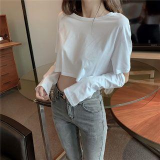 Cut-out Crew-neck Long-sleeve Crop Top