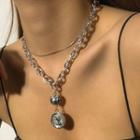 Layered Coin Pendant Chunky Chain Necklace