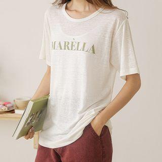 Letter Relaxed-fit Linen T-shirt