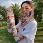 Set: Print Sun Protection Arm Sleeve + Face Mask Tangerine - One Size