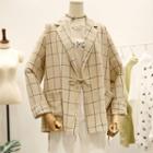 Plaid Tie Closure Blazer