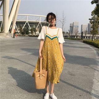 Set: Spaghetti Strap Dress + Short-sleeve T-shirt