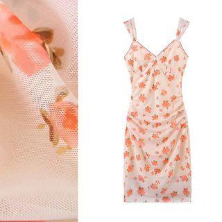 Sleeveless Floral Mesh Dress