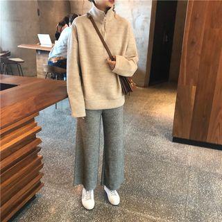 Plain Long-sleeve Loose-fit Sweater / Plain Loose-fit Pants