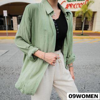 Colored Silky Shirt For Curvy Women