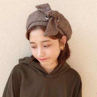 Knot Plaid Beret Hat