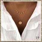 Alloy Disc Faux Pearl Layered Necklace Gold - One Size