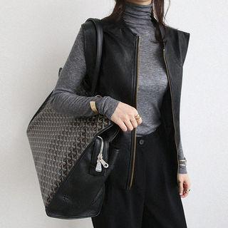 Faux-leather Zip-up Vest