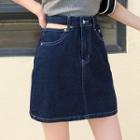Cutout Denim Skirt