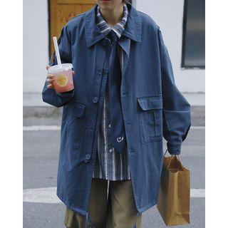 Single-breasted Pocket Detail Trench Jacket
