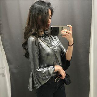 Bell-sleeve Metallic Top