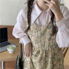 Floral Jumper Skirt / Plain Long-sleeve Shirt