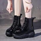 Platform Chunky Lace Up Hidden Wedge Short Boots